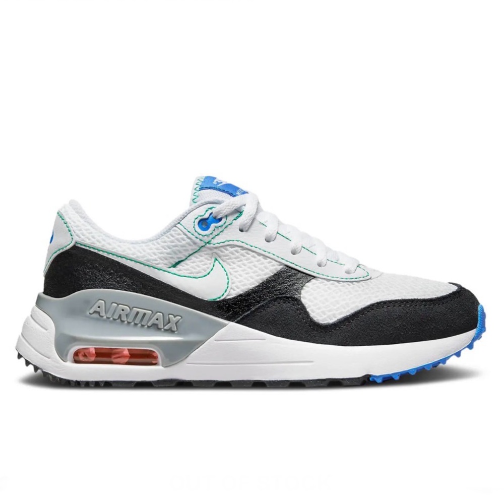 Nike Air Max SYSTM GS White Pure Platinum Black • size 4Y